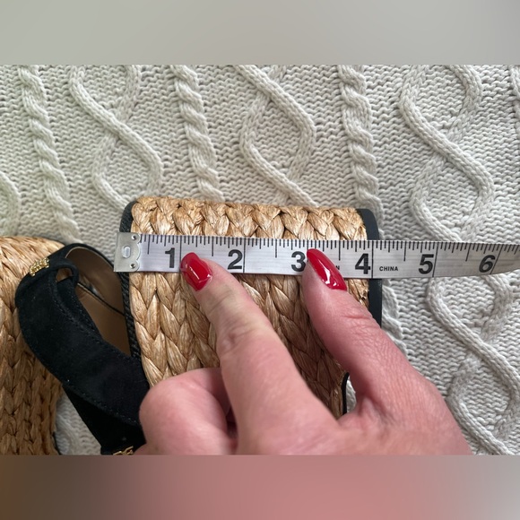 New! Sam Edelman Black Suede Wedge Platform Sandals Women’s Size 10 - Picture 8 of 15